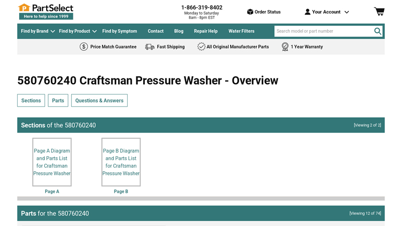 Craftsman Pressure Washer 580760240