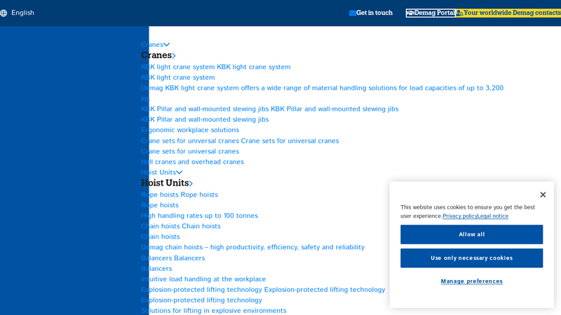 Cranes, hoists and drives
