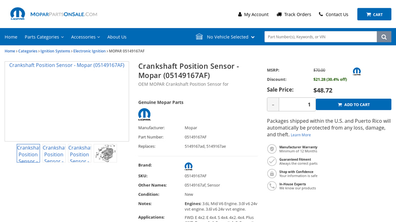 Crankshaft Position Sensor 05149167AF