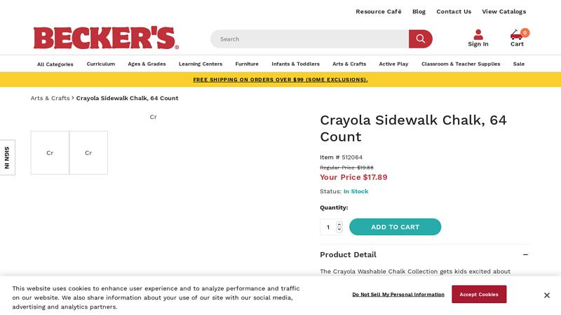 Crayola Sidewalk Chalk, 64 Count