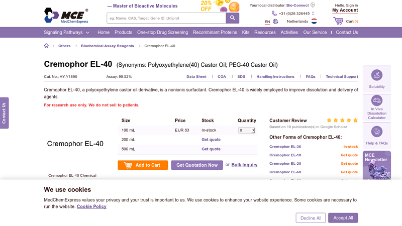 Cremophor EL-40 (Polyoxyethylene(40) Castor Oil)