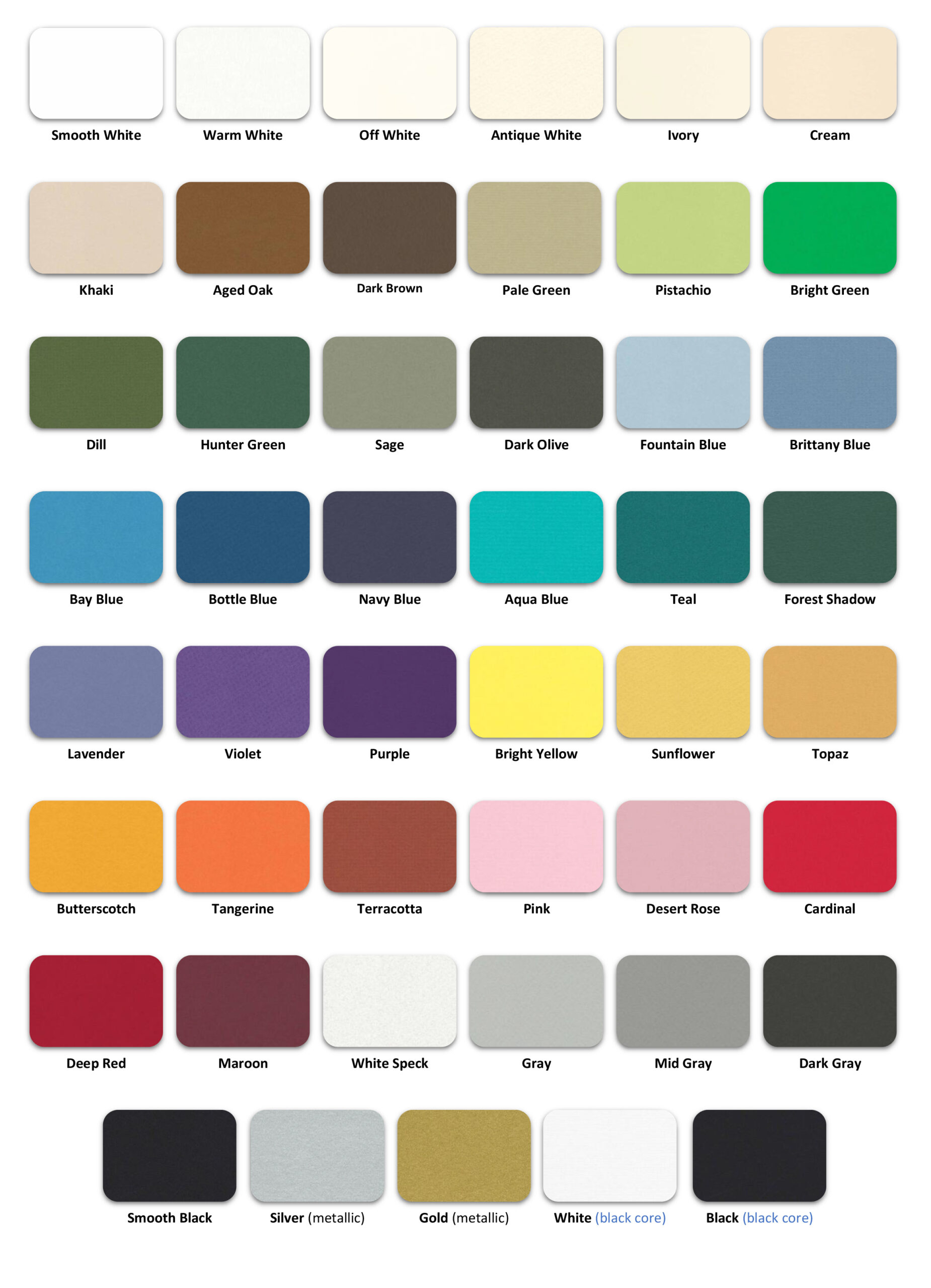 Crescent Mat Board Color Chart Wholesale