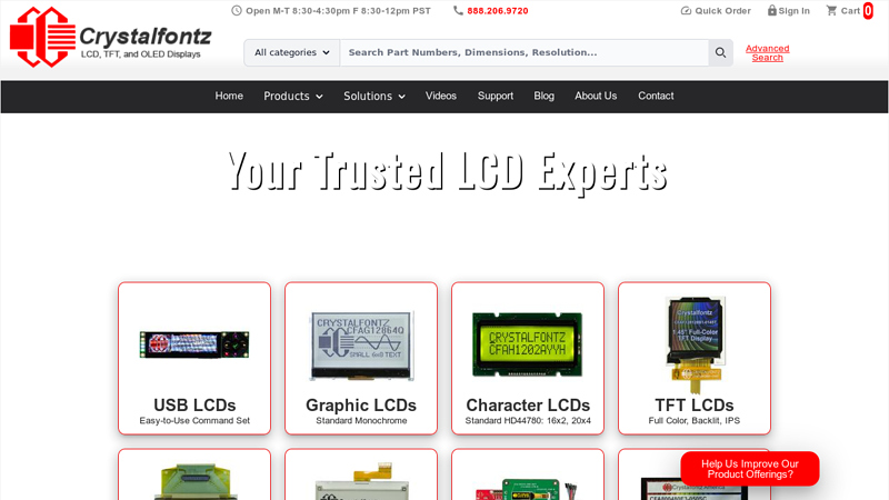 Crystalfontz LCDs, OLEDs, ePaper & TFT Displays
