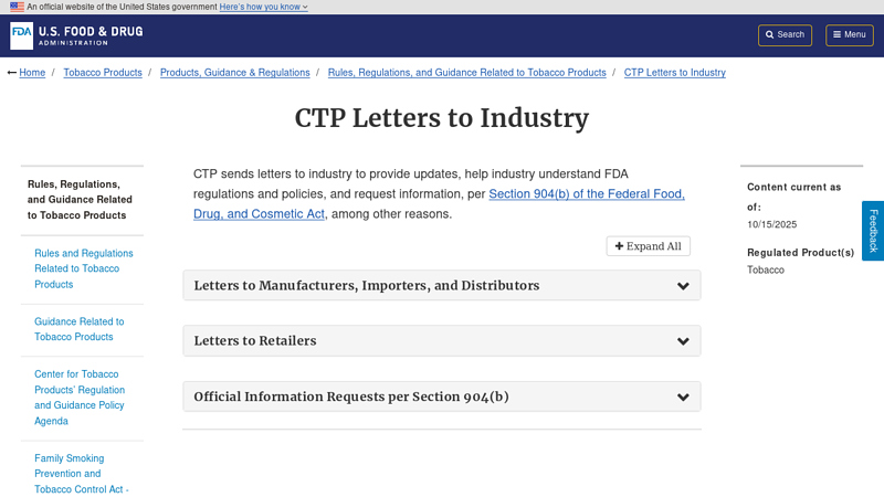 CTP Letters to Industry