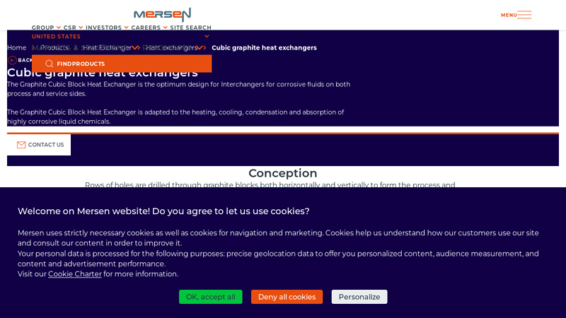 Cubic graphite heat exchangers