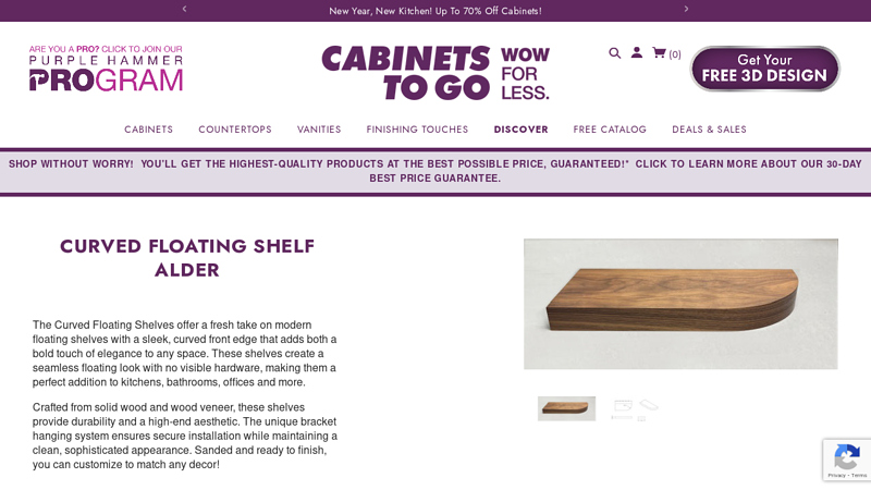 Curved Floating Shelf Alder