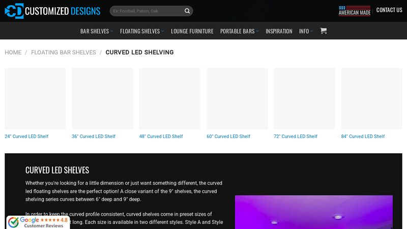 Curved LED Lighted Shelving