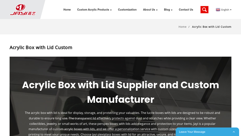 Custom Acrylic Box with Lid Manufacturer