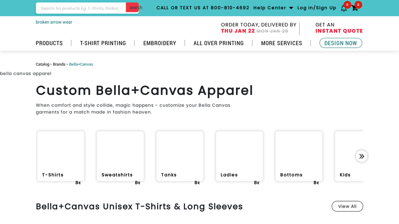 Custom Bella+Canvas Products Design Online custom t-shirts
