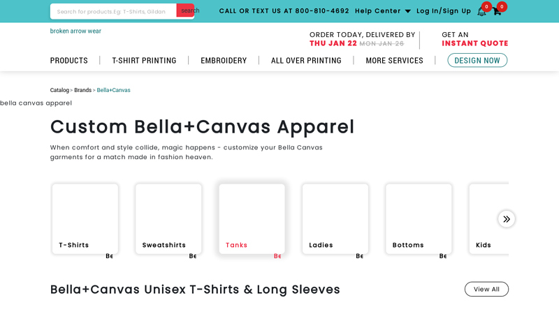 Custom Bella+Canvas Products Design Online custom t-shirts