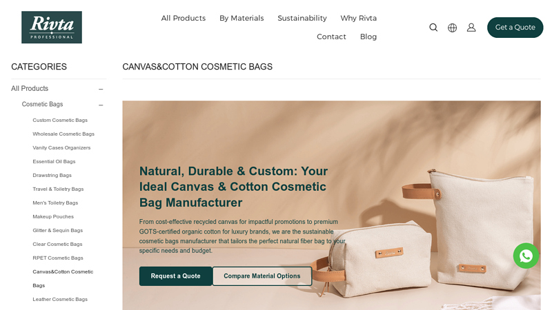 Custom Canvas & Cotton Cosmetic Bag Manufacturer