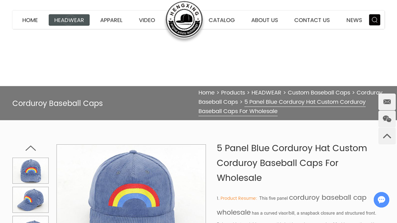 Custom Corduroy Baseball Caps For Wholesale