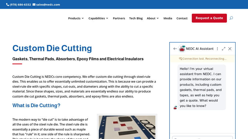 Custom Die Cutting - Gaskets, Thermal Pads, Absorbers