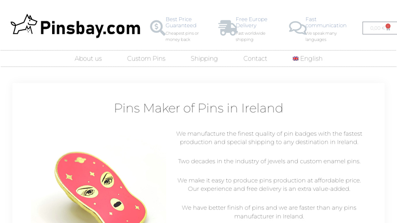 Custom Enamel Pins in Ireland. Free Shipping of Cheap Pins