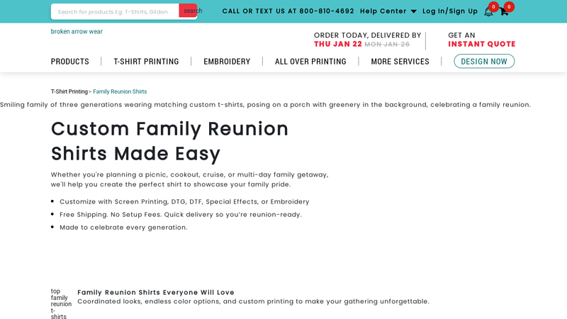 Custom Family Reunion Shirt Printing custom t-shirts