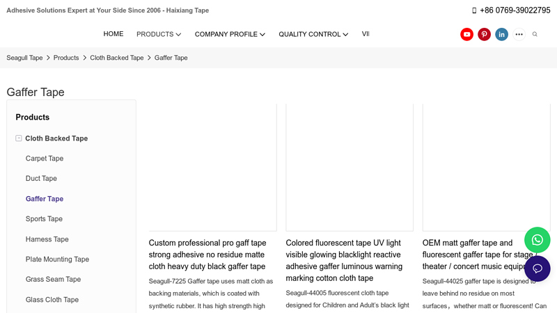 Custom Gaffer Tape Suppliers & Manufacturers