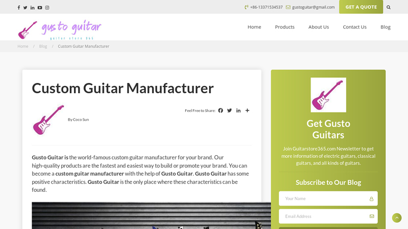 Custom Guitar Manufacturer