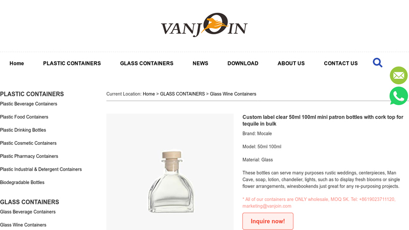 Custom label clear 50ml 100ml mini patron bottles with cork top for ...