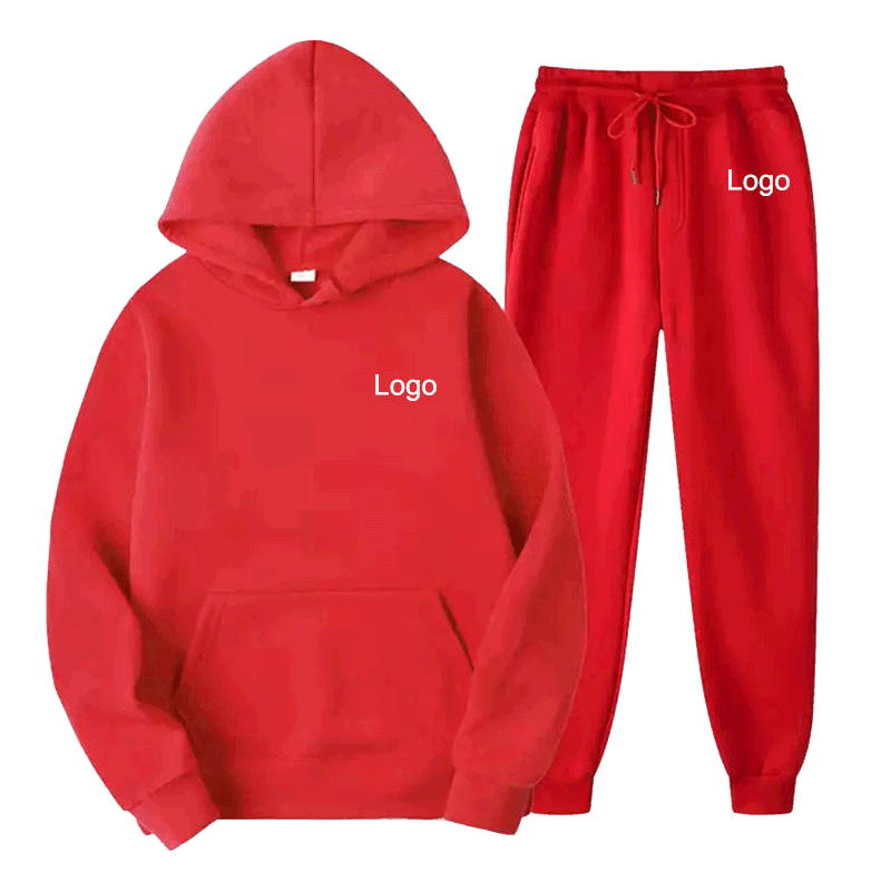 Custom Logo Blank Jogger Hoodie Set Plain Tracksuit Sweatsuit
