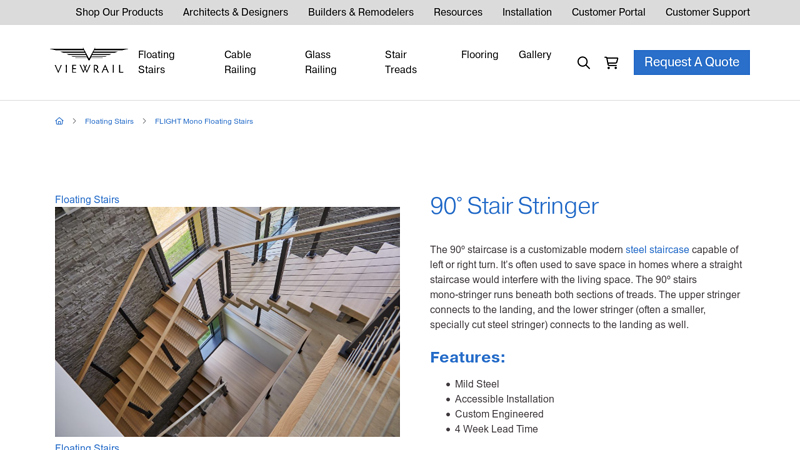 Custom Mono & 90° Prefab Steel Stair Stringers