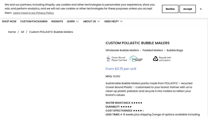 Custom POLLAST!C Bubble Mailers