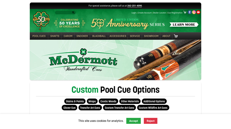 Custom Pool Cue Options