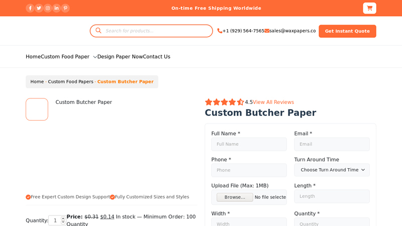 Custom Printed Butcher Paper (Sheets & Rolls) in Wholesale Rates