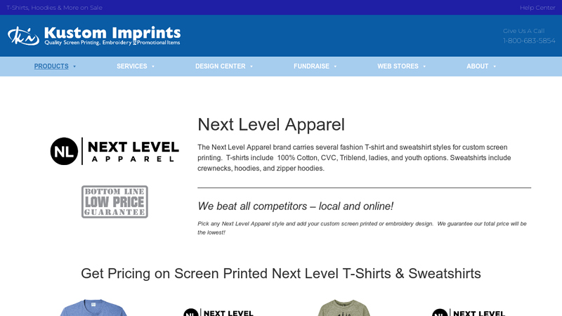 Custom Screen Print Next Level Apparel custom t-shirts