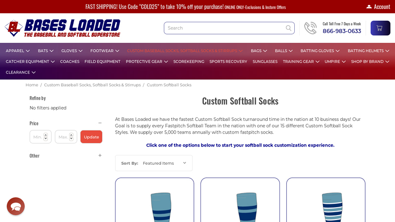 Custom Softball Socks