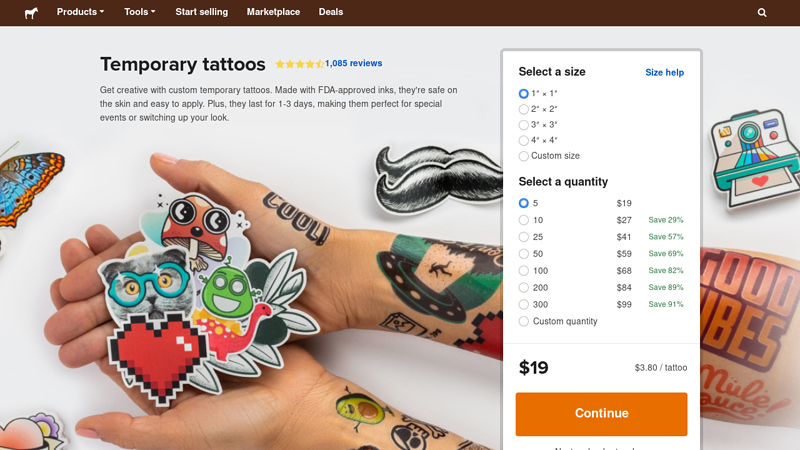 Custom temporary tattoos