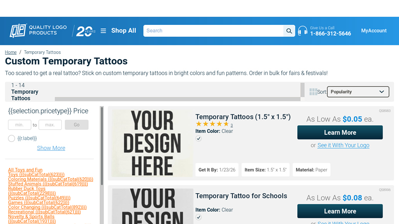 Custom Temporary Tattoos