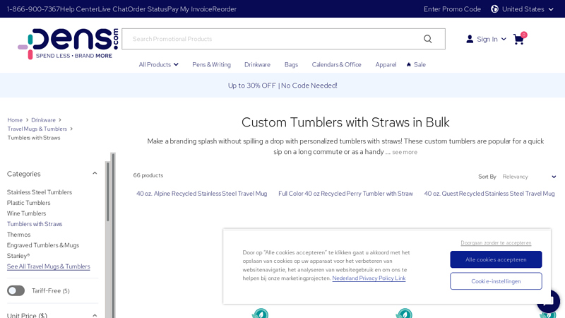 Custom Tumblers with Straws in Bulk