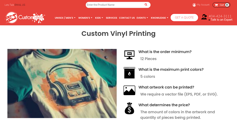 Custom Vinyl Printing for Shirts & Tshirts in Atlanta custom t-shirts