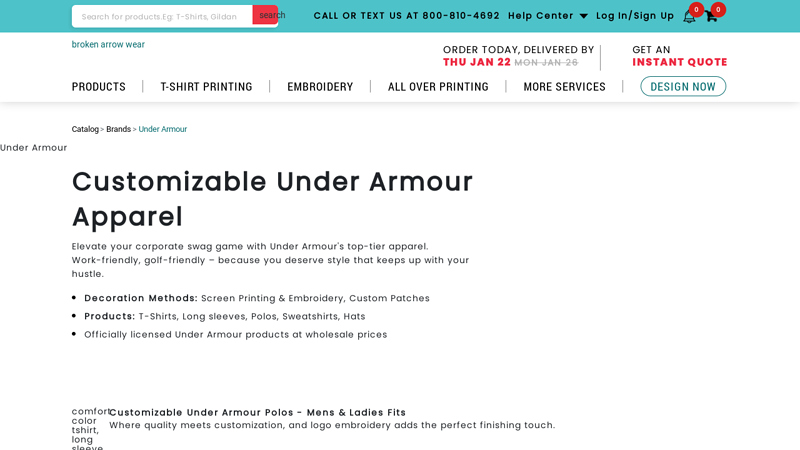 Customizable Under Armour Apparel custom t-shirts