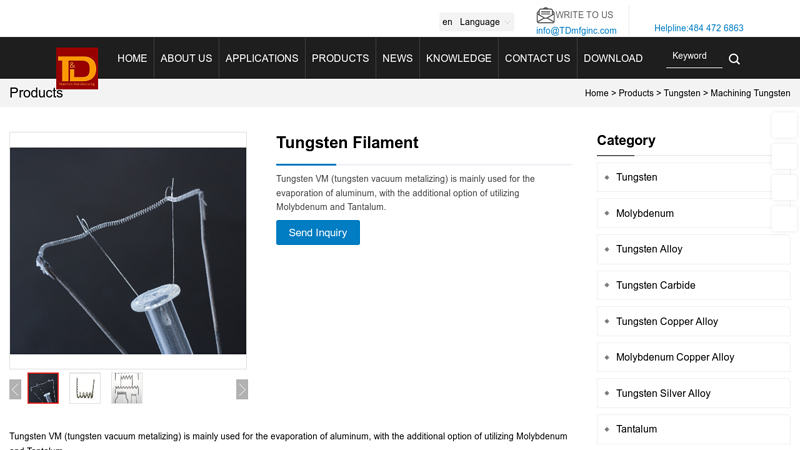 Customized Tungsten Filament Suppliers, Manufacturers, Factory