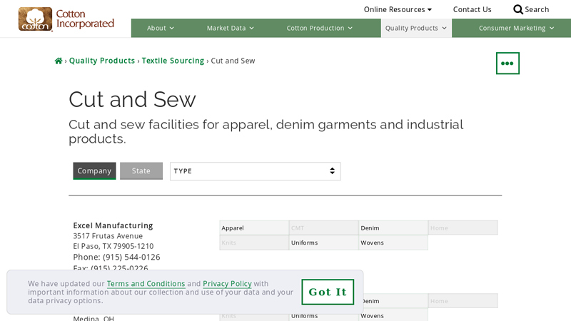 Cut and Sew Facilities