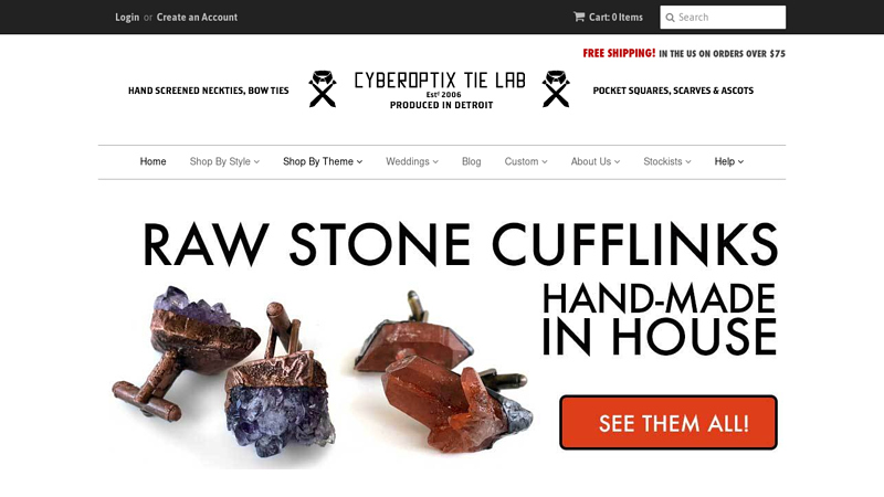 Cyberoptix TieLab. Hand Printed Neckties, Bow Ties & Scarves