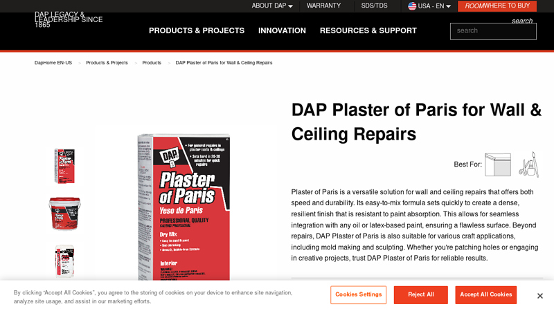 DAP Plaster of Paris for Wall & Ceiling Repairs