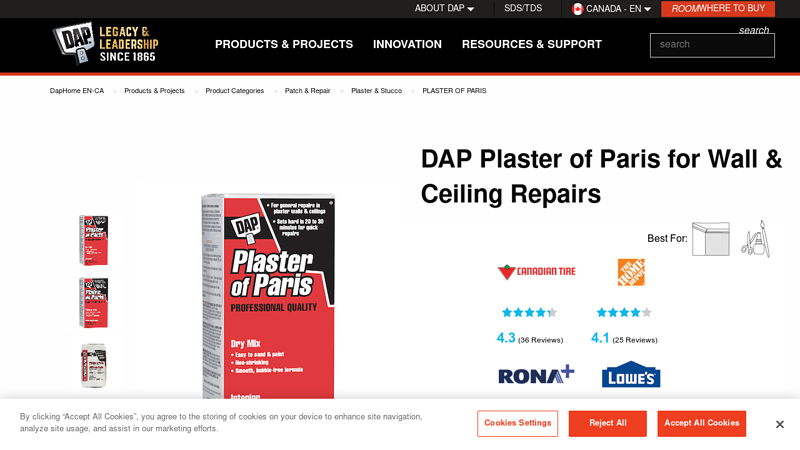 DAP Plaster of Paris for Wall & Ceiling Repairs