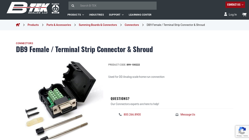 DB9 Female / Terminal Strip Connector & Shroud