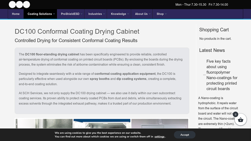 DC100 Conformal Coating Drying Cabinet