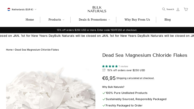 Dead Sea Magnesium Chloride Flakes