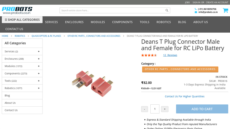 Deans T Plug Connector Male and Female for RC LiPo Battery
