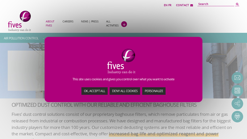 Dedusting solutions for air pollution control