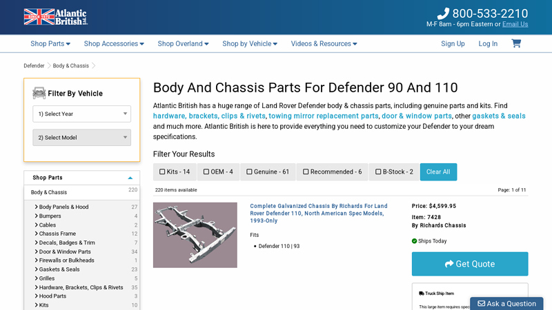 Defender 90 & 110 Body & Chassis Parts