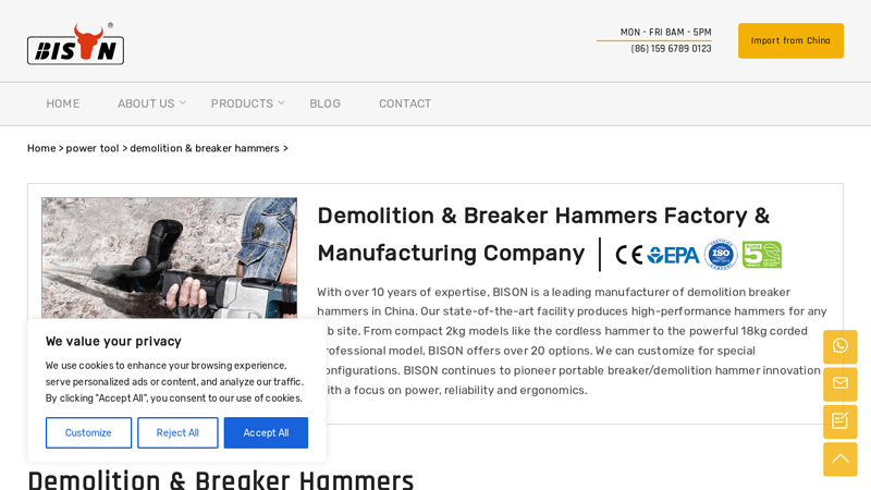 Demolition & breaker hammers factory & manufacturing company