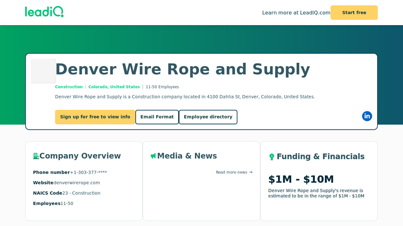 Denver Wire Rope and Supply Company Overview, Contact Details ...