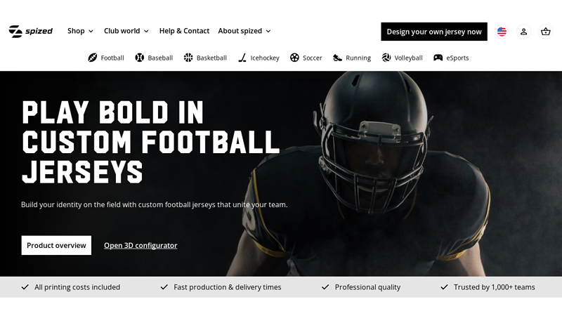 Design your own custom American football jersey