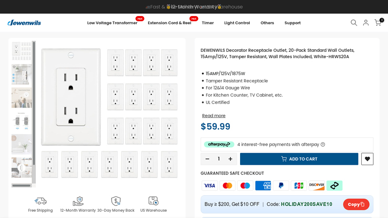 DEWENWILS Decorator Receptacle Outlet, 20