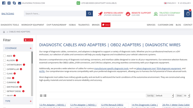 Diagnostic cables and adapters